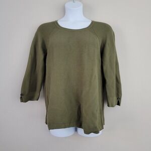 Women's Size XL CHRISTOPHER & BANKS Olive Green 3/4 Sleeve Ribbed Sweater